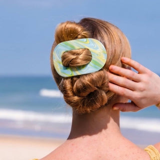 By the Sea Shore | Large | Flat Round Hair Clip - Boutique Bella BellaHair Clip