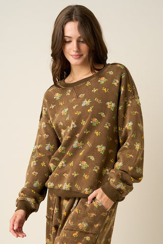 Brown Prairie Bloom Sweatshirt