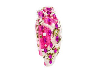 Spring Floral Print Headband - Pink Rhinestone Pink Flowers