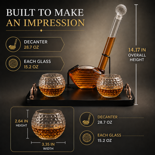 Golf Club Whiskey Decanter Set with 2 Crystal Glasses, 28.7 oz