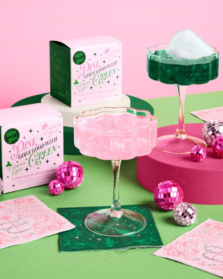 Pink Green Glitter Drink Bombs | cotton candy drink bomb
