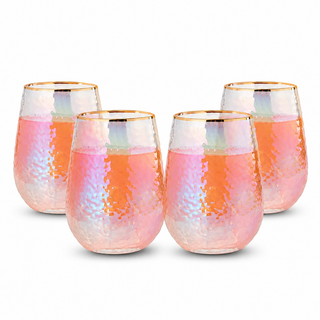 Lustered Iridescent Stemless Wine Glasses Premium Barware Gift