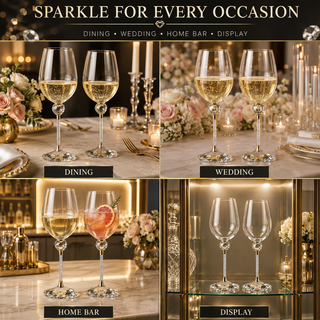 Crystal Ball Diamond Filled Wine Glasses Premium Barware Gift