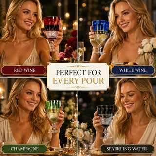 Multicolor Crystal Italian Design Cups Set Of 4 Short Chalice Glasses 8OZ 5 7 H By V
