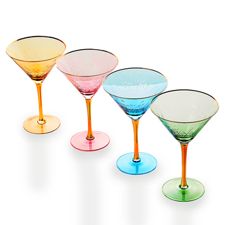 Gold Rimmed Crystal Martini Glasses 10 Oz Set Of 4 Classic Martini Glasses For Cocktails Wine Champa