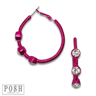 Cable hoop earring with crystal stones, last call - Boutique Bella BellaEarrings
