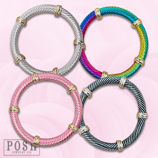 Cable wire stretch bangle bracelet, last call - Boutique Bella BellaBracelets