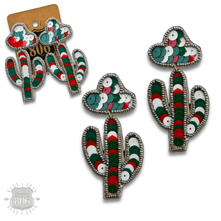 Cactus and sombrero sequin earring - LC - Boutique Bella BellaEarrings