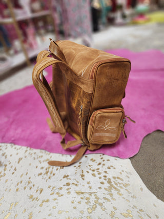 Camel Boot Stitch Leather Backpack - Boutique Bella Bellabackpack