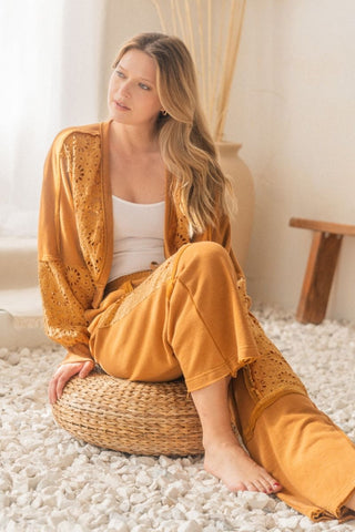 Camel Eyelet Pants - Boutique Bella BellaBottoms