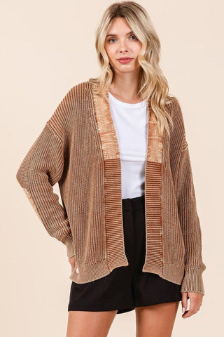 Camel Rib Knit Cardigan - Boutique Bella BellaCardigan