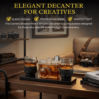 Camera Shaped Wine Whiskey Decanter 4OZ with 2 Glasses - Boutique Bella Bella