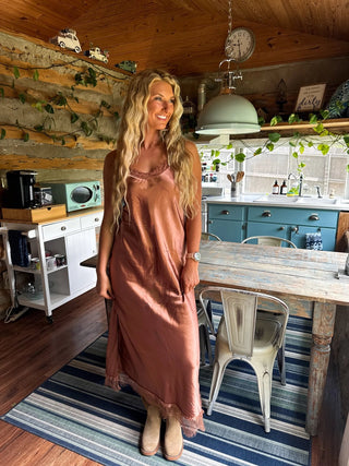 Cami Slip Dress - Copper - Boutique Bella BellaDress