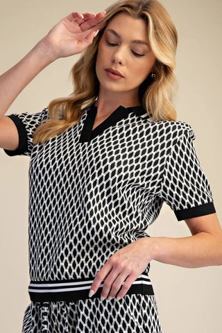 Camille Weave Polo - Boutique Bella BellaBlouse