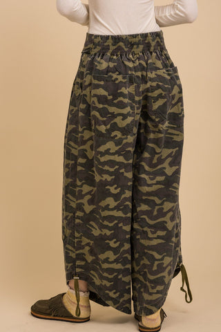 Camo Chic Ruched Wide-Legs - Boutique Bella BellaJoggers
