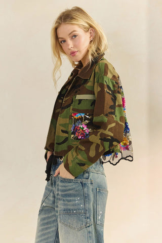 Camo Sequins Contrast Jacket - Boutique Bella BellaJacket