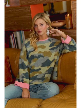 Camo With a Kiss Sweater - Boutique Bella BellaSweater