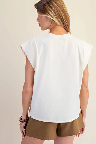 Cap It Off Cream Top - Boutique Bella BellaBLOUSE