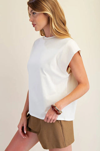 Cap It Off Cream Top - Boutique Bella BellaBLOUSE