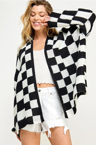 Black and White Checkered Cardigan