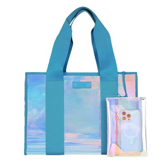 Carry All Iridescent Tote - Light Blue - Boutique Bella Bellabags