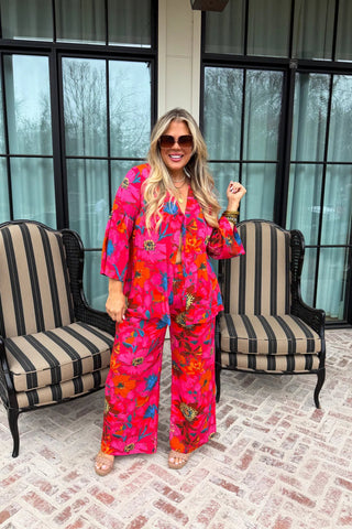 Casa Bella Floral Pant Set - Boutique Bella BellaSet