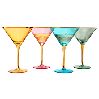 Gold Rimmed Crystal Martini Glasses 10 Oz Set Of 4 Classic Martini Glasses For Cocktails Wine Champa