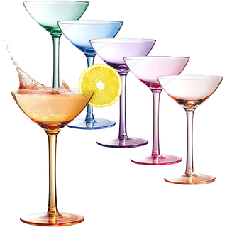 Colored Coupe Glasses Set Of 6 12 Oz Classic Cocktail Glassware For Champagne Martini Manhattan Cosm