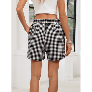Casual Plaid Pocket Beach Shorts Black - Boutique Bella BellaShorts