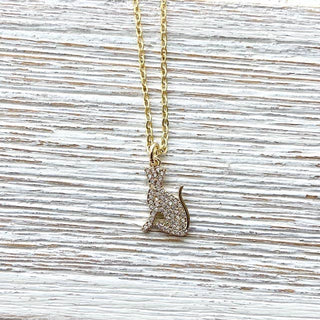 Cat necklace dainty jewelry micro pave gold necklace - Boutique Bella BellaNecklace