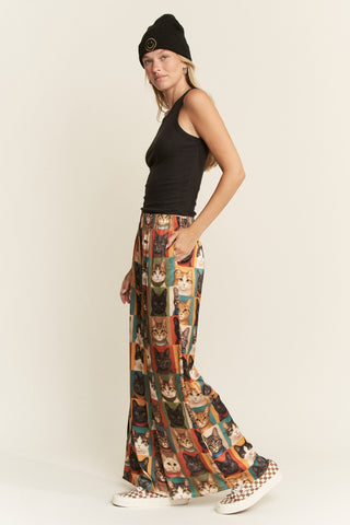 Cat Portrait Wide Leg Pants - Boutique Bella BellaPants