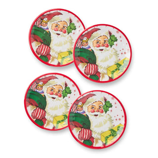 Santa's Retro Melamine Set of 4 6in Canape Plates