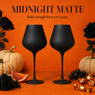 Matte Black Crystal Wine Glass Set Of 2 Gift For Her Him Friend Large 20 Oz Glasses Unique Italian S