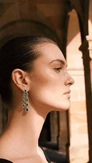 Cecilia Emerald Bezel Drop Earrings - Boutique Bella Bella
