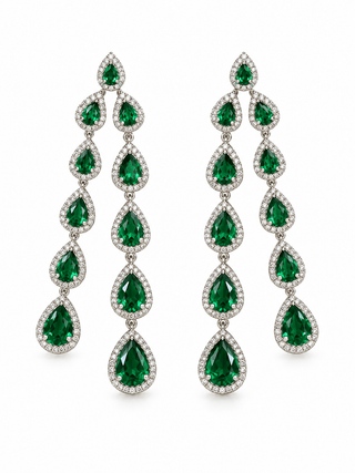 Cecilia Emerald Bezel Drop Earrings - Boutique Bella Bella