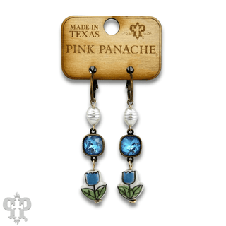 Ceramic flower charm earring with Austrian crystal - Boutique Bella BellaEarrings