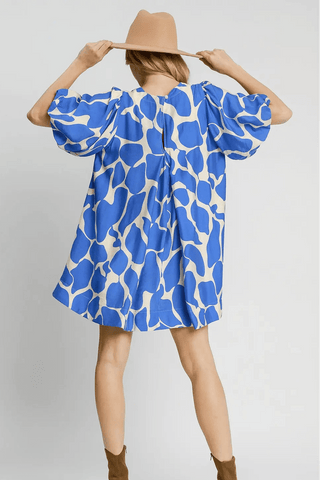 Cerulean Canvas Abstract Dress - Boutique Bella BellaDress