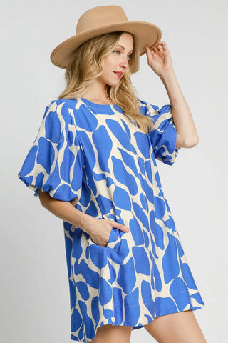 Cerulean Canvas Abstract Dress - Boutique Bella BellaDress