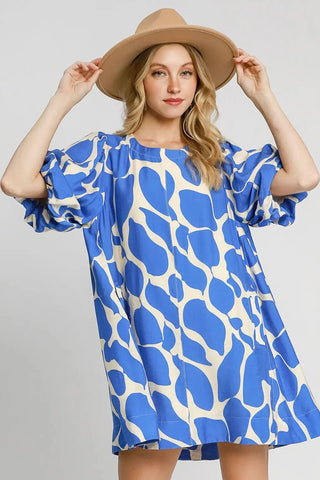 Cerulean Canvas Abstract Dress - Boutique Bella BellaDress