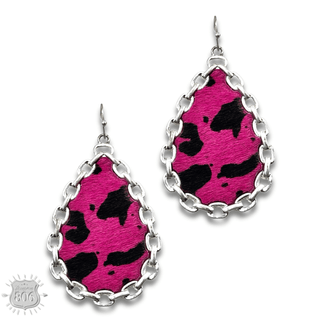Chain link, cow print teardrop earring, last call - Boutique Bella BellaEarrings