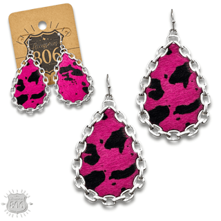 Chain link, cow print teardrop earring, last call - Boutique Bella BellaEarrings