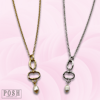 Chain necklace with pearl drop - LC - Boutique Bella BellaNecklaces