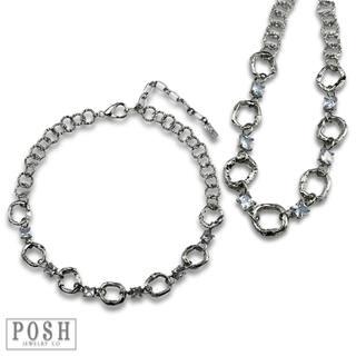 Chain necklace with rhinestone squares - LC - Boutique Bella BellaNecklaces