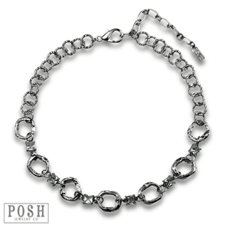 Chain necklace with rhinestone squares - LC - Boutique Bella BellaNecklaces