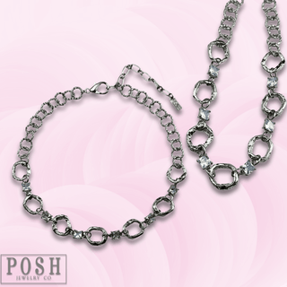 Chain necklace with rhinestone squares - LC - Boutique Bella BellaNecklaces