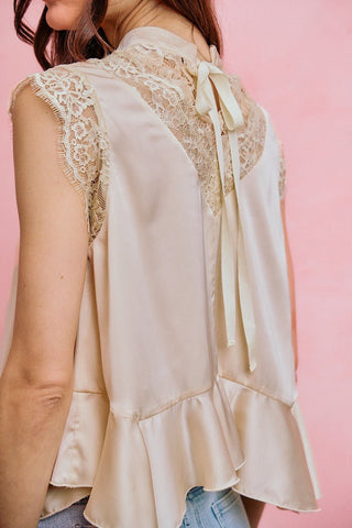Champagne Romance Lace Blouse - Boutique Bella Bellatop