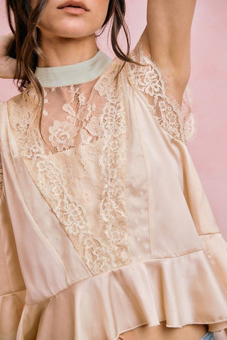 Champagne Romance Lace Blouse - Boutique Bella Bellatop