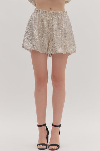 Champagne Shimmer Chic Shorts - Boutique Bella Bellashorts