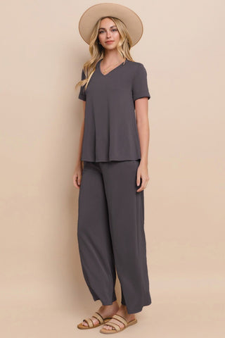 Charcoal Knit Jersey Pants - Boutique Bella BellaPants
