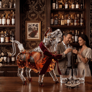 Charging Bull Heads Up Animal Liquor Decanter Made For Bourbon Whiskey Scotch Rum Or - Boutique Bella BellaJars & Canisters